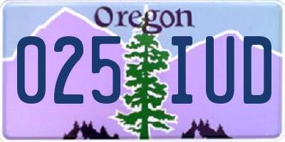OR license plate 025IUD