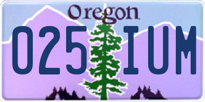 OR license plate 025IUM