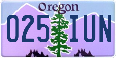 OR license plate 025IUN