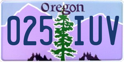 OR license plate 025IUV