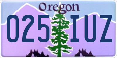 OR license plate 025IUZ