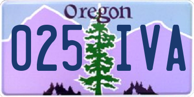 OR license plate 025IVA