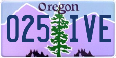 OR license plate 025IVE