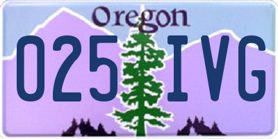 OR license plate 025IVG