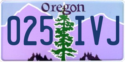 OR license plate 025IVJ