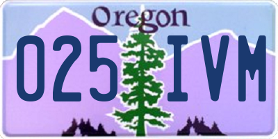 OR license plate 025IVM