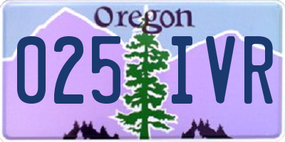 OR license plate 025IVR