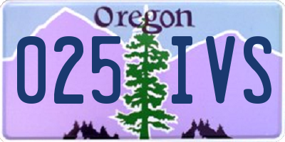 OR license plate 025IVS