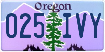OR license plate 025IVY