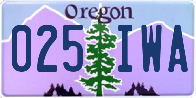 OR license plate 025IWA