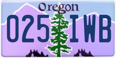 OR license plate 025IWB