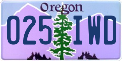 OR license plate 025IWD