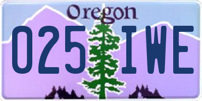 OR license plate 025IWE