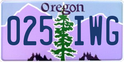 OR license plate 025IWG