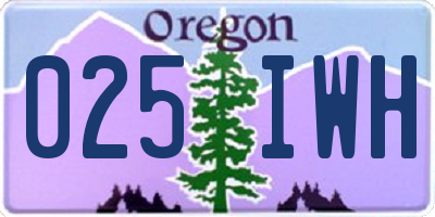 OR license plate 025IWH