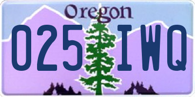 OR license plate 025IWQ