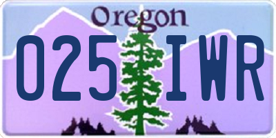 OR license plate 025IWR