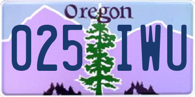 OR license plate 025IWU