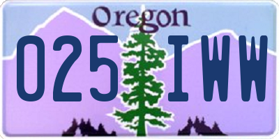 OR license plate 025IWW