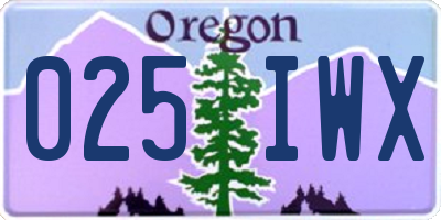 OR license plate 025IWX