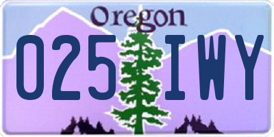 OR license plate 025IWY