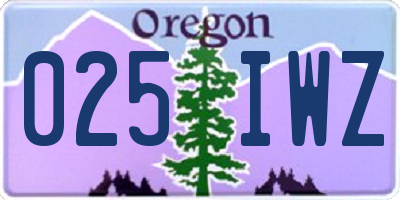 OR license plate 025IWZ