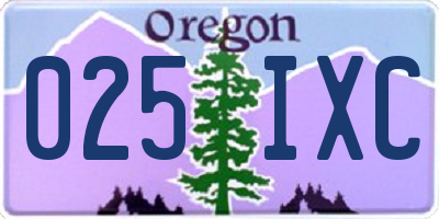 OR license plate 025IXC