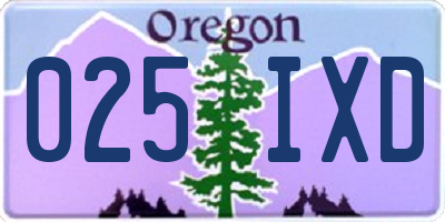 OR license plate 025IXD