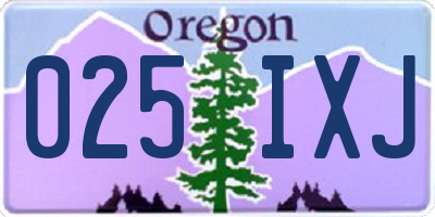 OR license plate 025IXJ