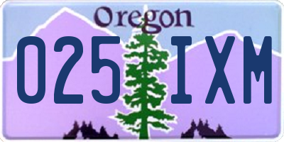 OR license plate 025IXM