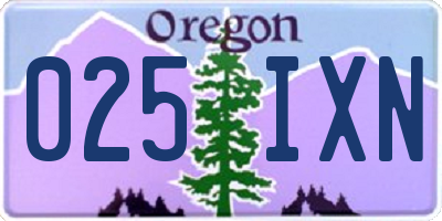 OR license plate 025IXN