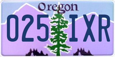OR license plate 025IXR