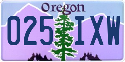 OR license plate 025IXW