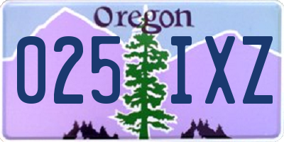 OR license plate 025IXZ