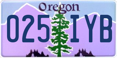 OR license plate 025IYB
