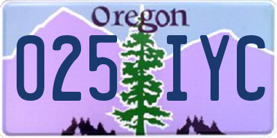 OR license plate 025IYC