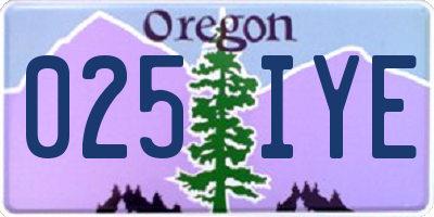 OR license plate 025IYE