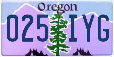 OR license plate 025IYG