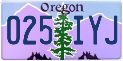 OR license plate 025IYJ