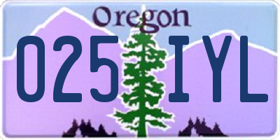 OR license plate 025IYL