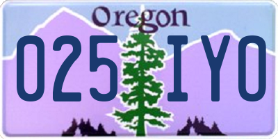 OR license plate 025IYO
