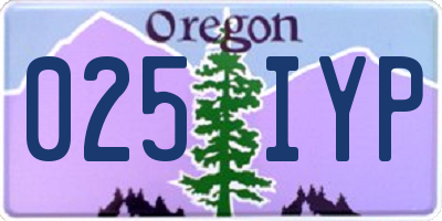 OR license plate 025IYP