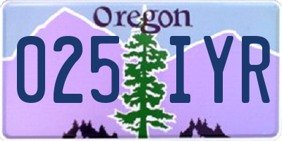 OR license plate 025IYR