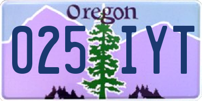 OR license plate 025IYT