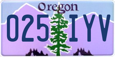 OR license plate 025IYV