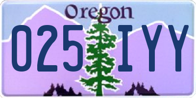 OR license plate 025IYY
