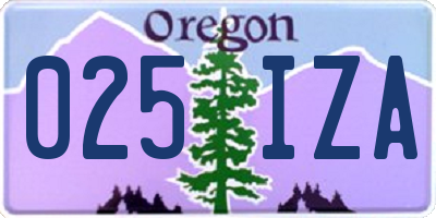 OR license plate 025IZA
