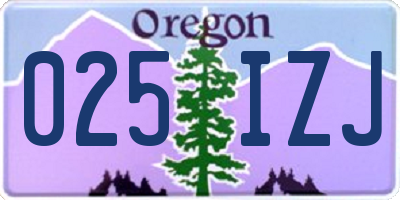 OR license plate 025IZJ