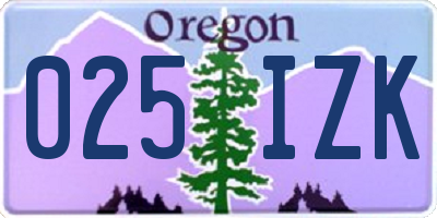 OR license plate 025IZK