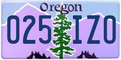 OR license plate 025IZO